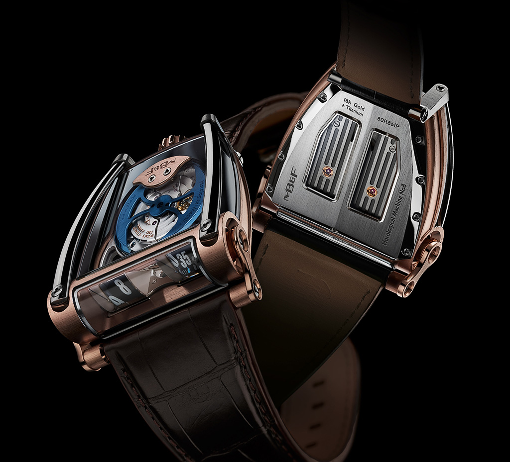MB&F HM8 in rose gold, front and back.